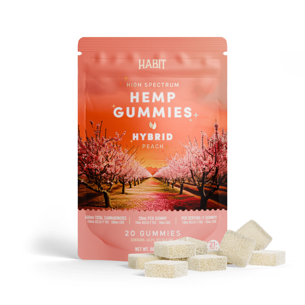 Delta 9 + CBD High Spectrum Hemp - 20 Peach Gummies - Tree Spirit Wellness