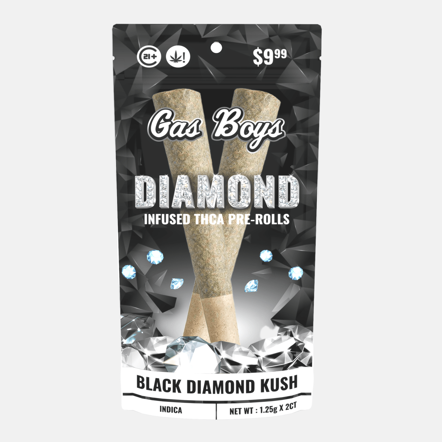DIAMOND INFUSED THCA PRE - ROL BLACK DIAMOND KUSH - Indica (10ct Per Display) - Tree Spirit Wellness