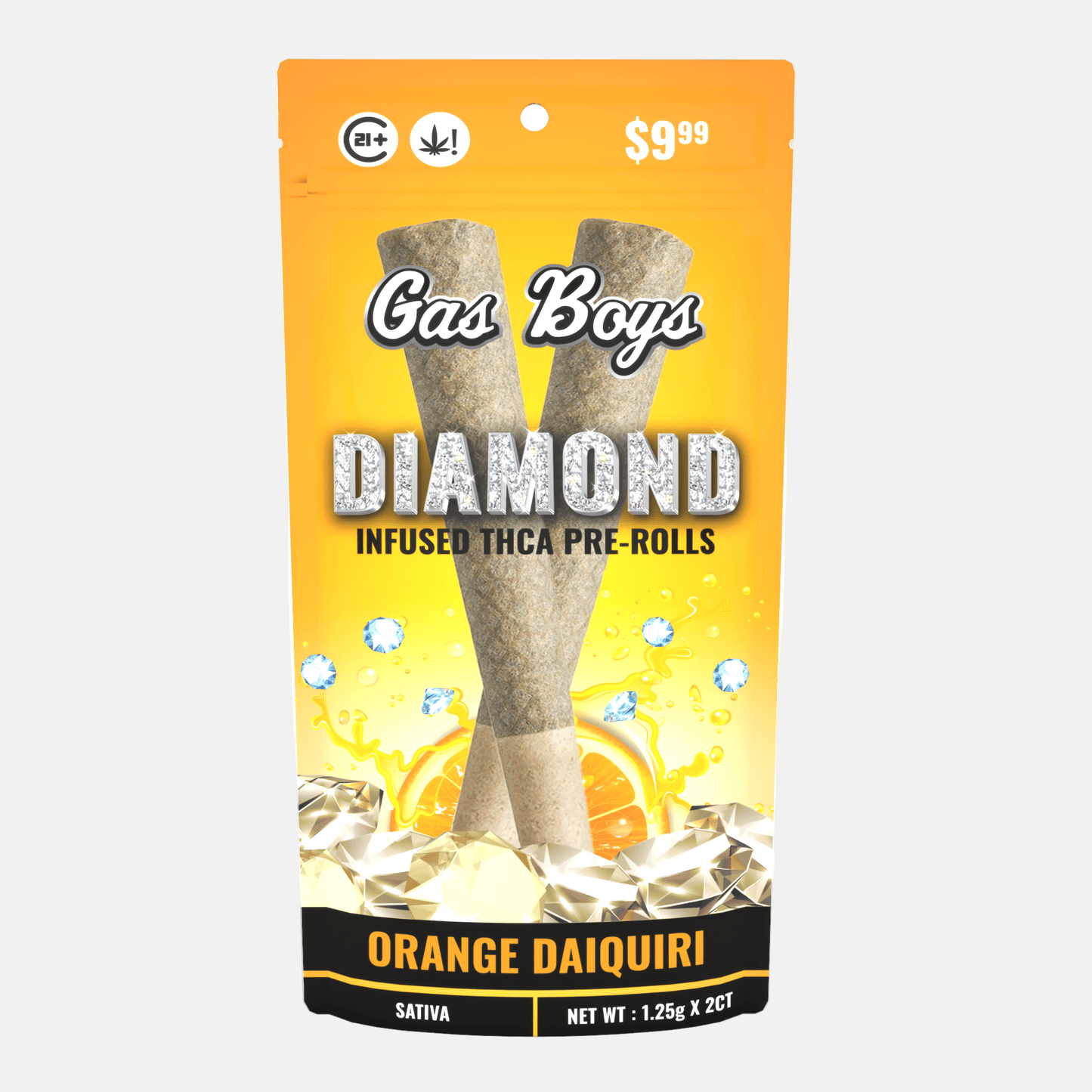 DIAMOND INFUSED THCA PRE - ROL ORANGE DAIQUIRI - Sativa (10ct Per Display) - Tree Spirit Wellness