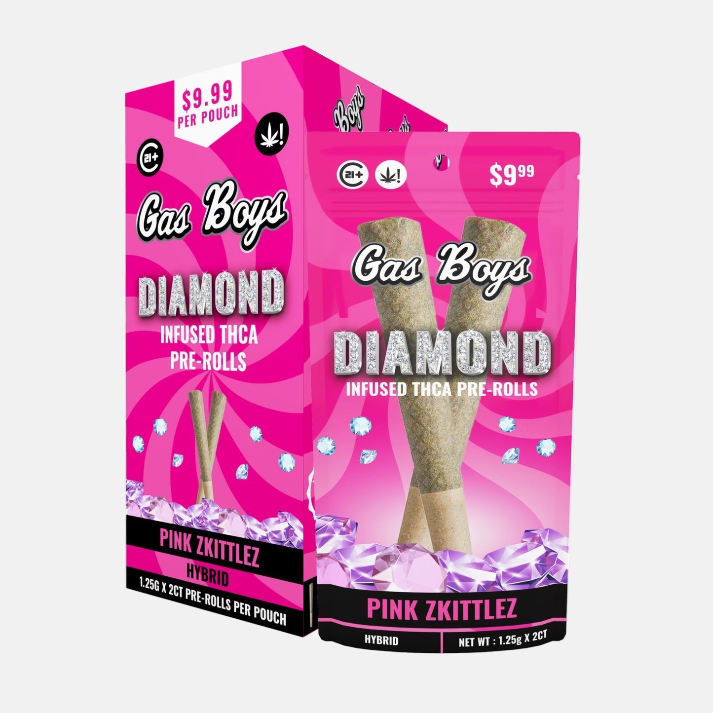 DIAMOND INFUSED THCA PRE - ROL PINK ZKITTLEZ - Hybrid (10ct Per Display) - Tree Spirit Wellness