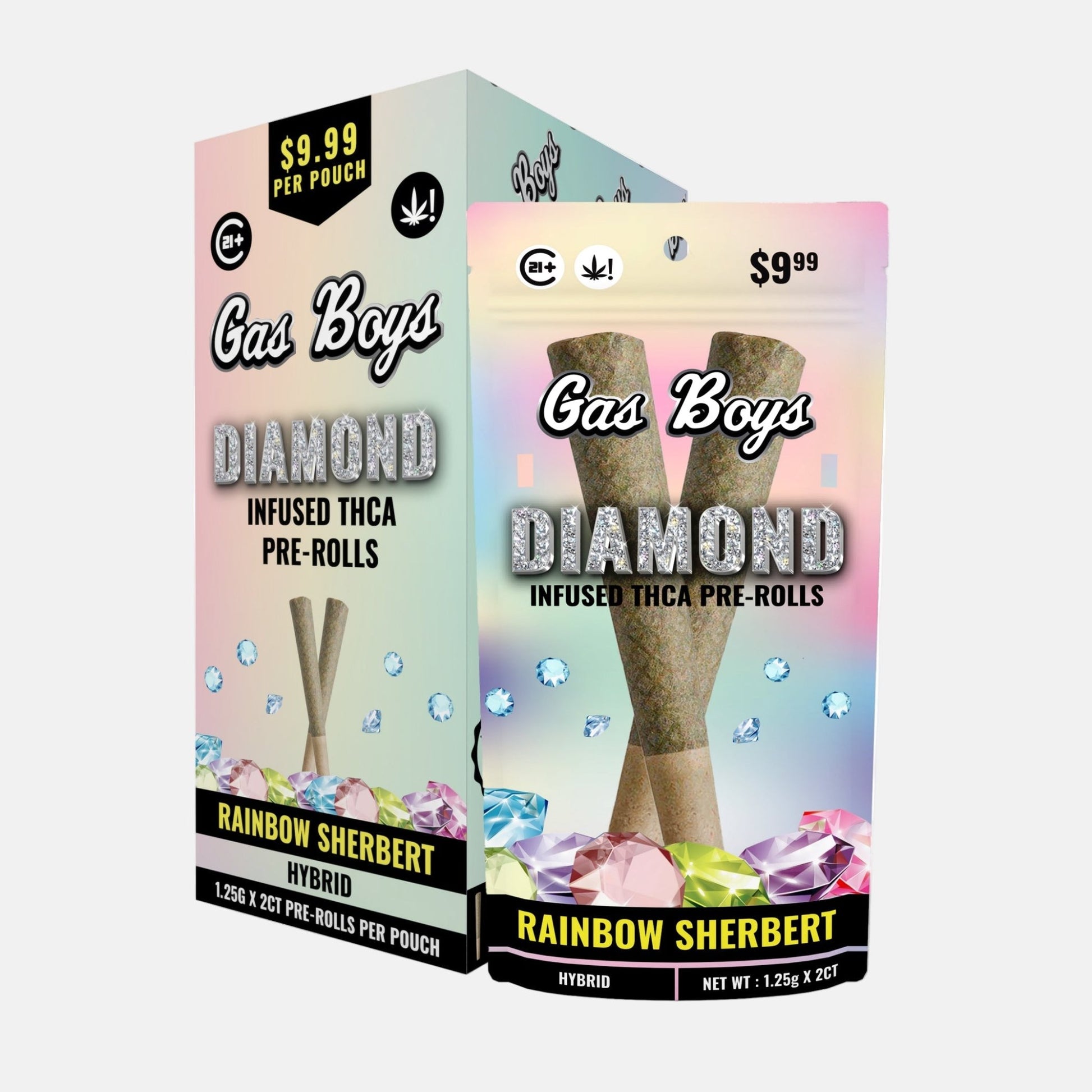 DIAMOND INFUSED THCA PRE - ROL RAINBOW SHERBERT - Hybrid (10ct Per Display) - Tree Spirit Wellness