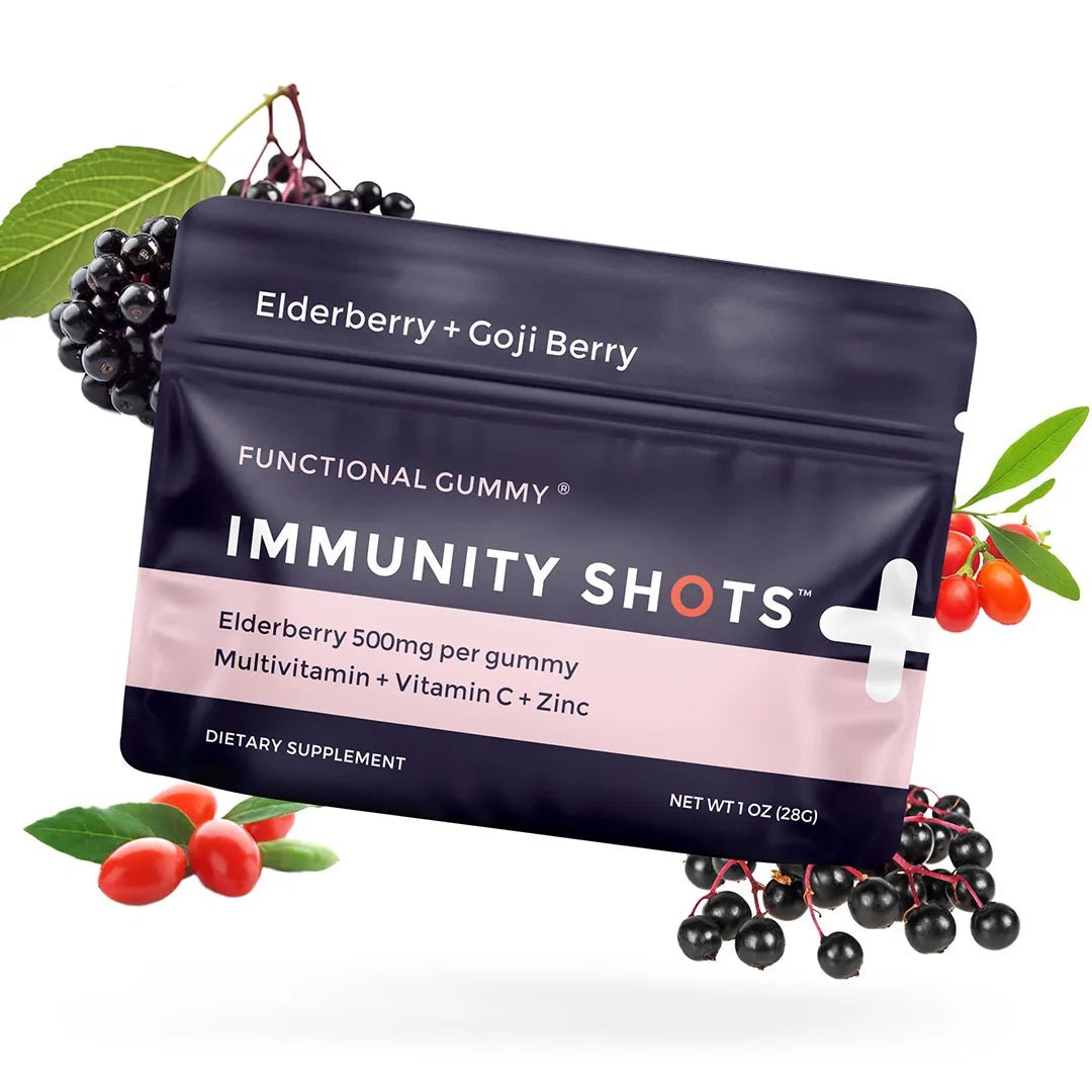 Elderberry & Goji Berry Immunity Shots Gummy Vitamins Raspberry Elderberry (12 - Pack) - Tree Spirit Wellness