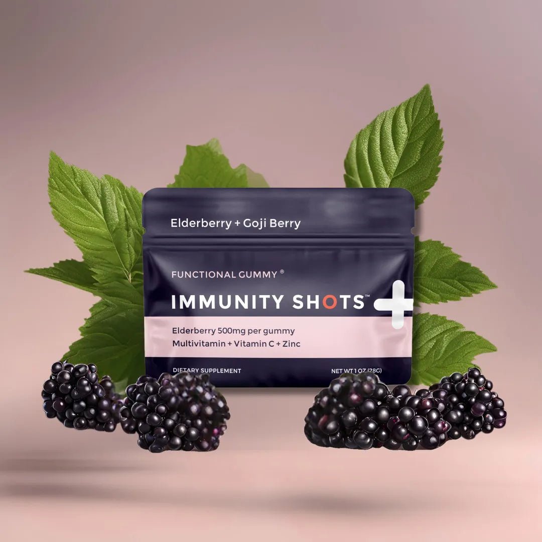 Elderberry & Goji Berry Immunity Shots Gummy Vitamins Raspberry Elderberry (12 - Pack) - Tree Spirit Wellness