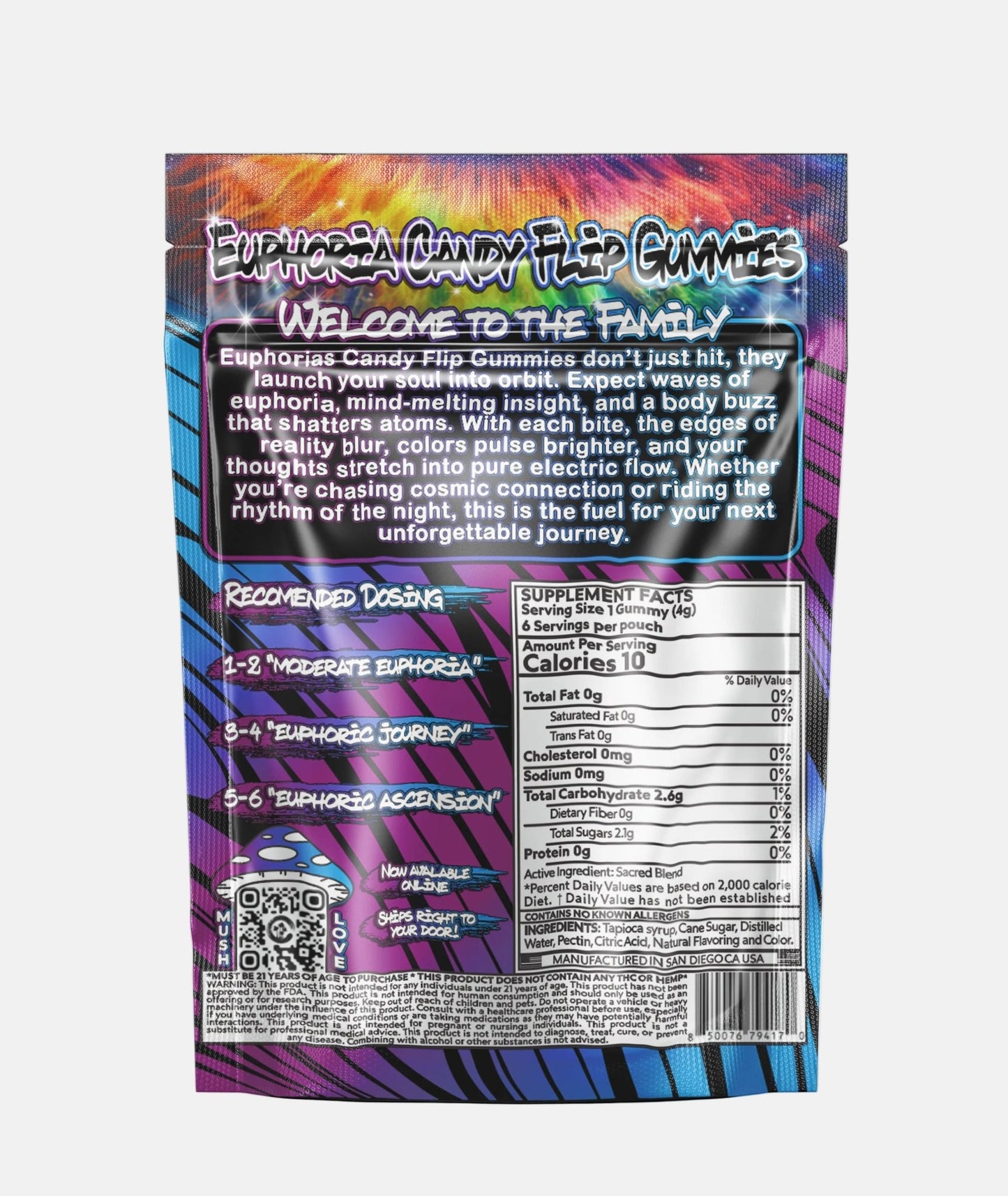 Euphoria Gummies – Blue Razz 6ct - (Box of 10) - Tree Spirit Wellness