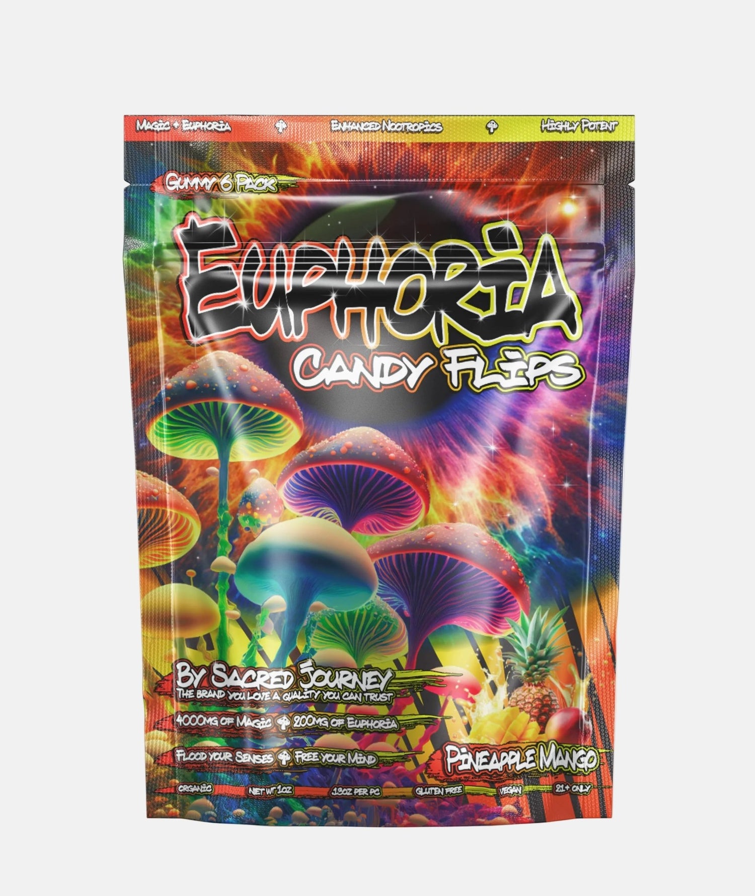 Euphoria Gummies – Pineapple Mango 6ct - (Box of 10) - Tree Spirit Wellness