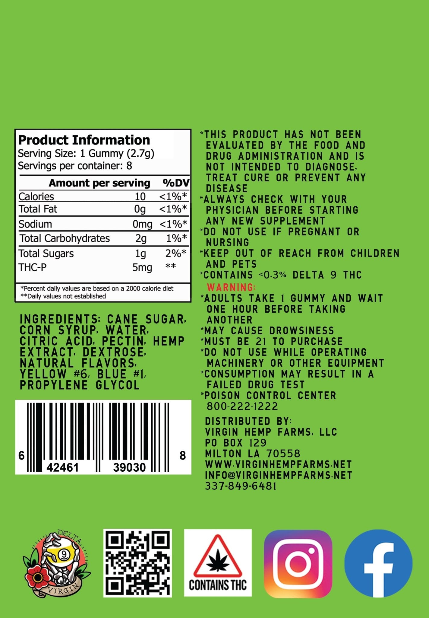 Green Apple 5mg THC - p 8 count gummy (Box of 10) - Tree Spirit Wellness