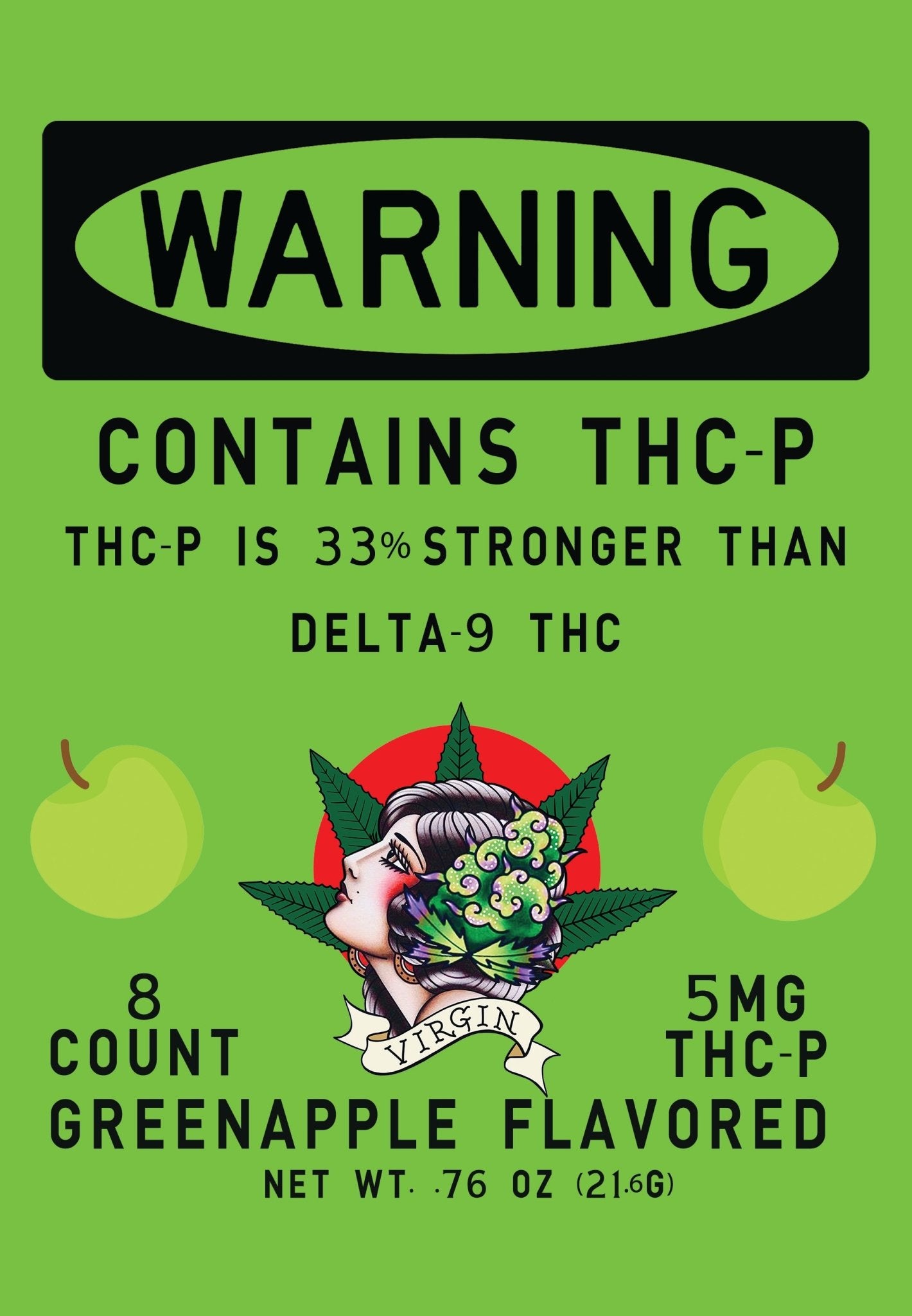 Green Apple 5mg THC - p 8 count gummy (Box of 10) - Tree Spirit Wellness
