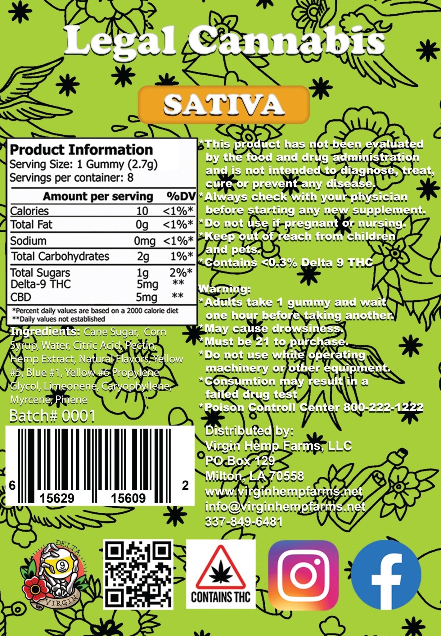 Green Crack Live Rosin 5mg D9/CBD 8 ct. Sativa (Box of 10) - Tree Spirit Wellness