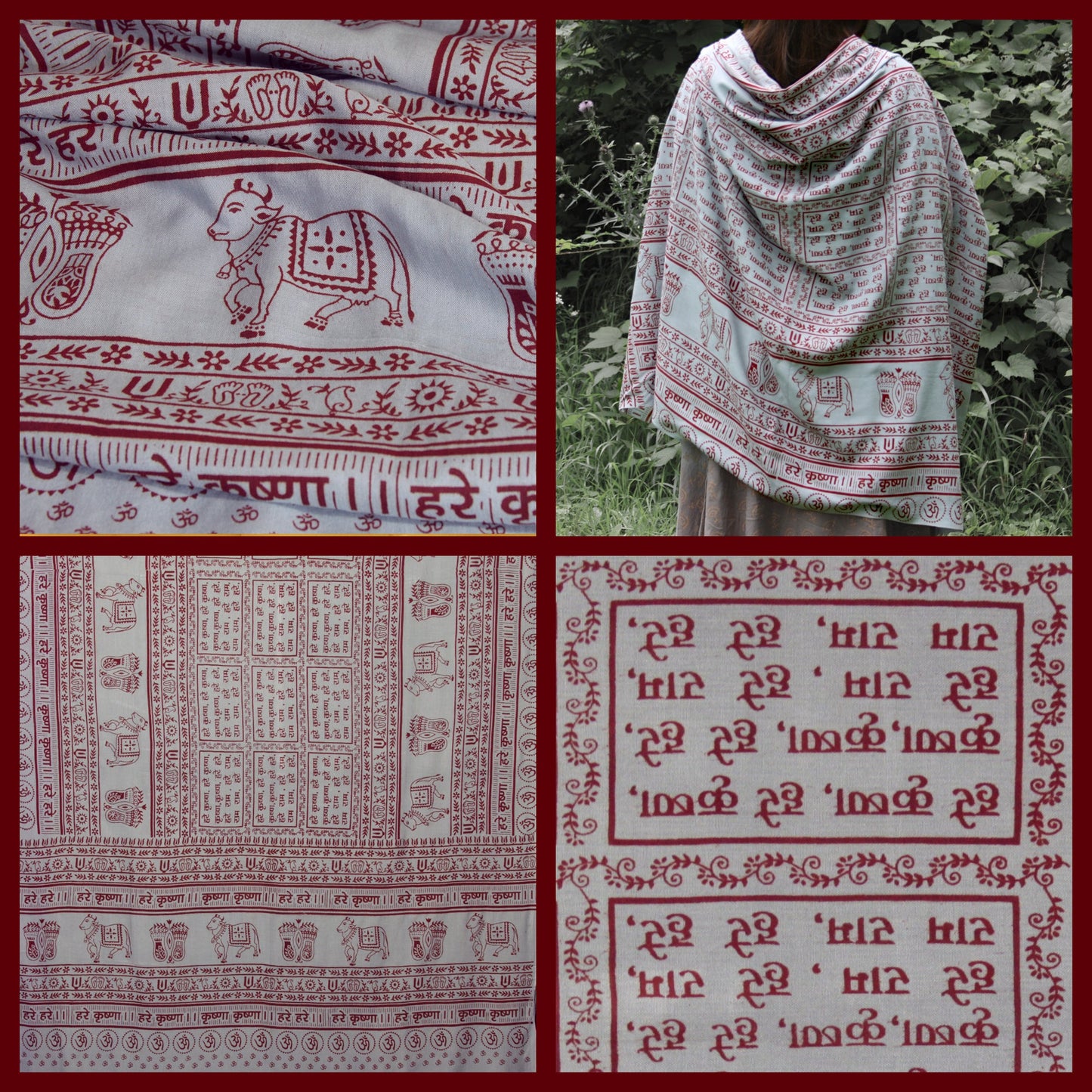 Prabhuji Meditation Yoga Prayer Shawl - Maha Mantra - Grey Large