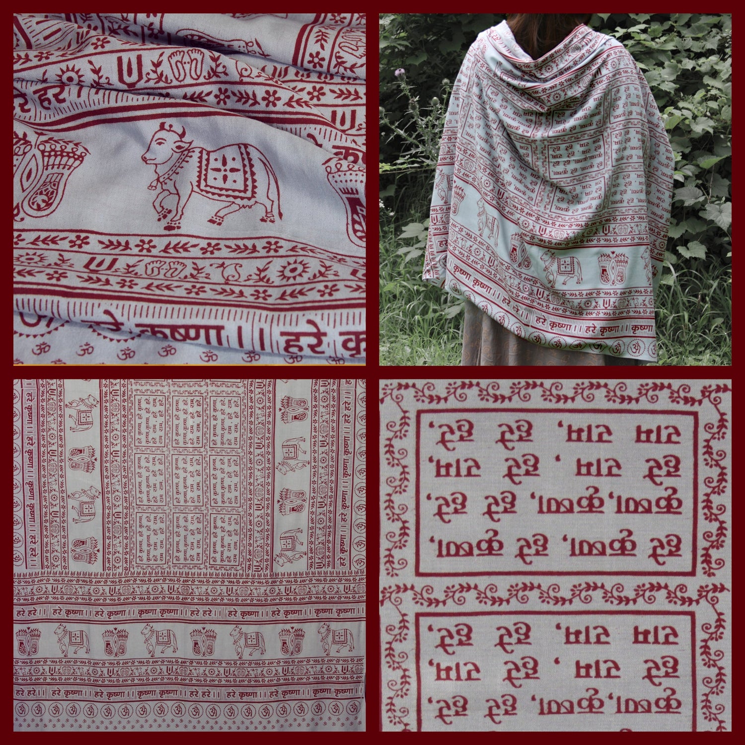 Prabhuji Meditation Yoga Prayer Shawl - Maha Mantra - Grey Large