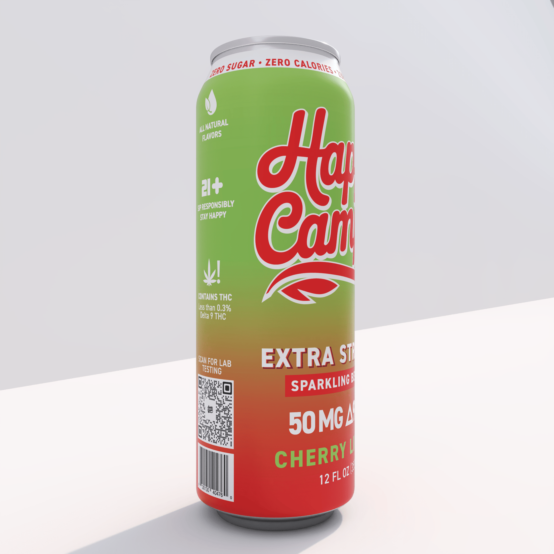 happy camper Cherry Limeade - 50mg Delta 9 THC - 355 ml Extra Strength - 12 pack - Tree Spirit Wellness