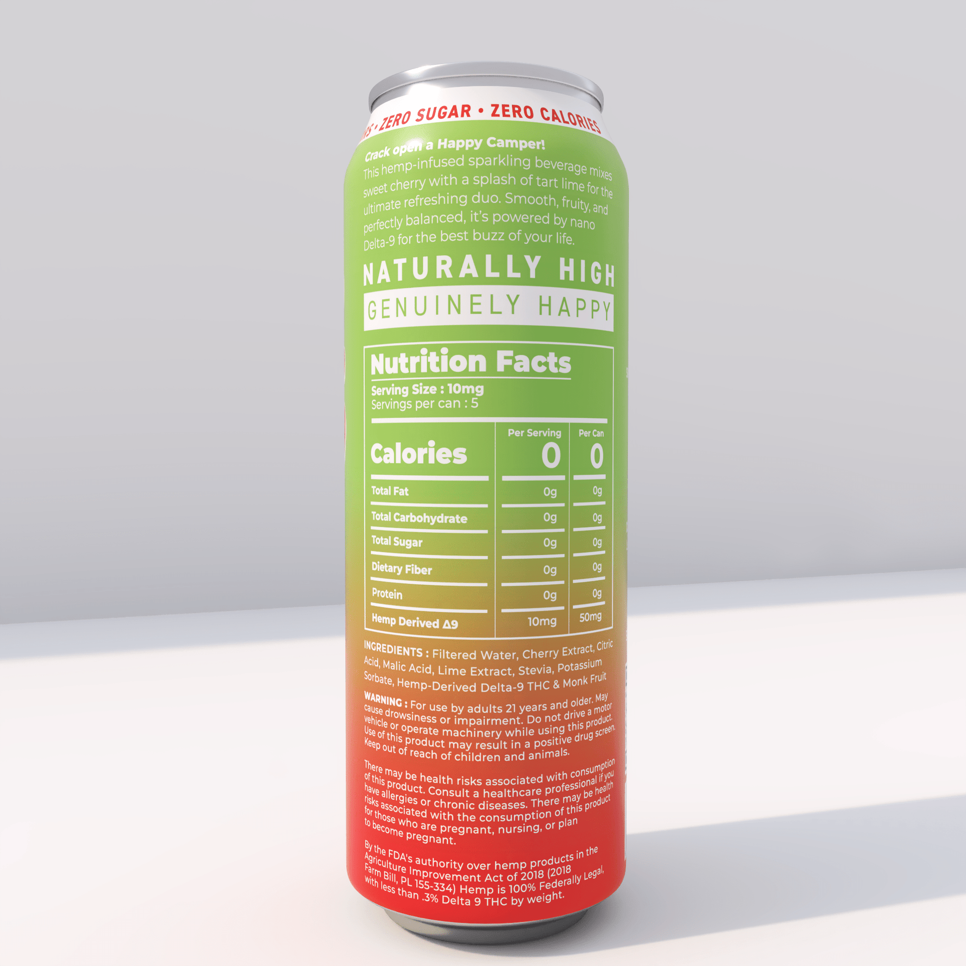 happy camper Cherry Limeade - 50mg Delta 9 THC - 355 ml Extra Strength - 12 pack - Tree Spirit Wellness