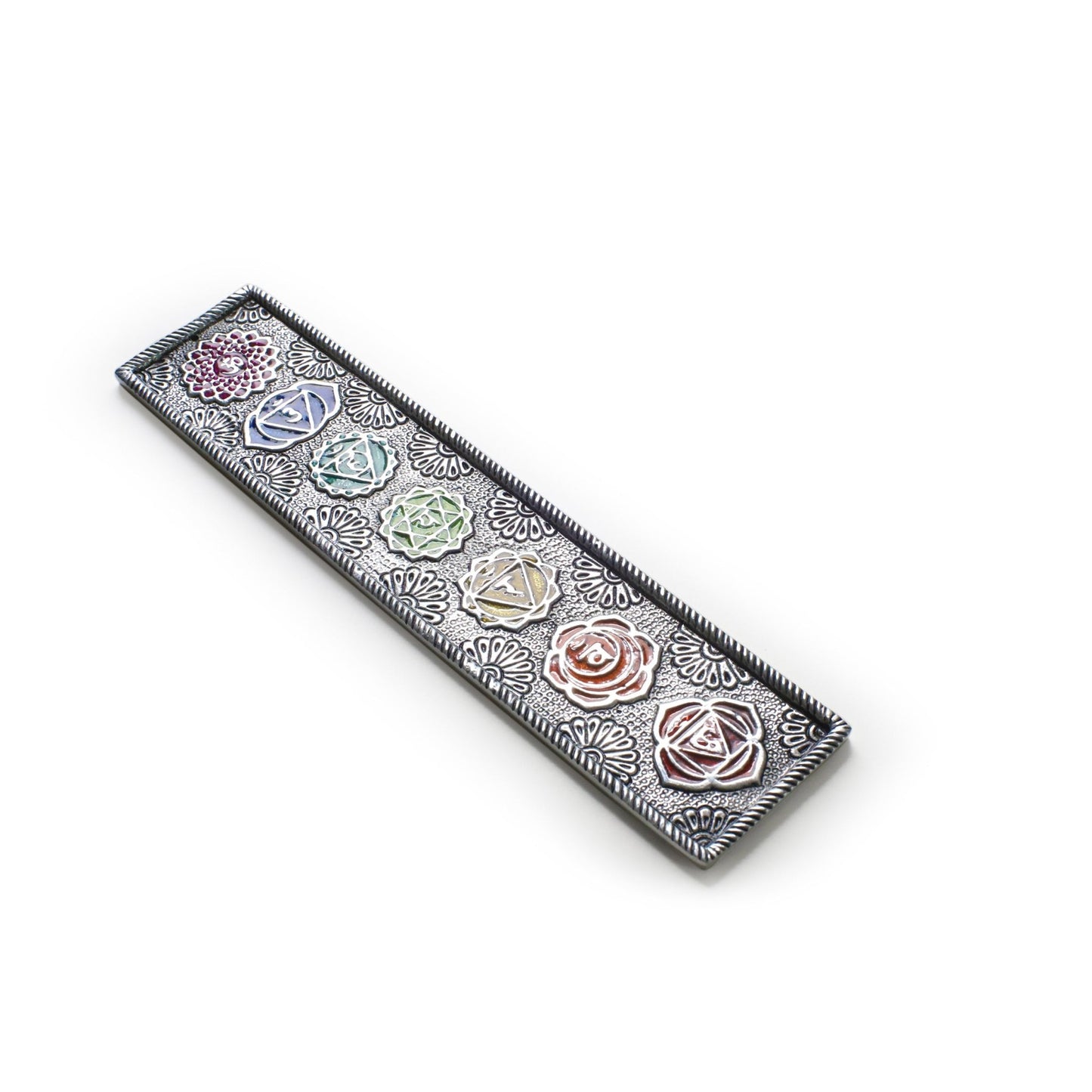 Incense Burner - Ornate Metal Seven Chakras - 10.75" - Tree Spirit Wellness