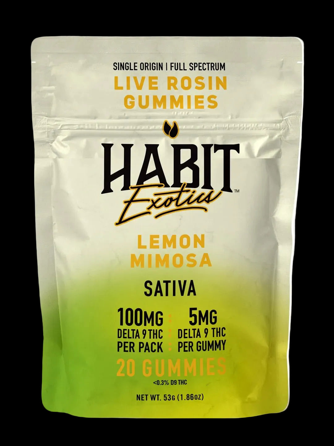 Live Rosin Gummies 5gm D9 THC 20 Gummies Lemon Mimosa (Sativa) – 10PK - Tree Spirit Wellness