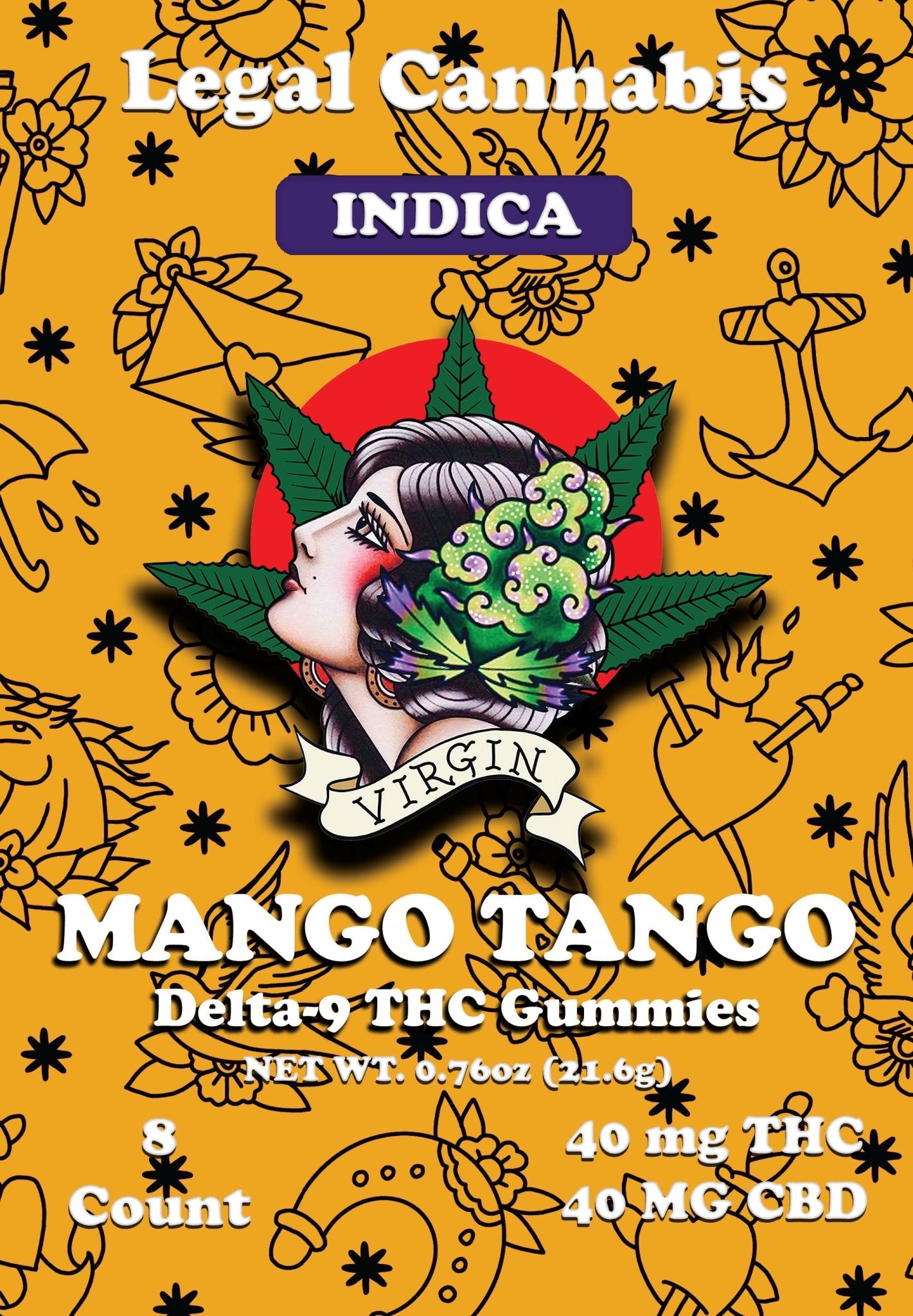 Mango Tango Live Rosin 5mg D9/CBD 8 ct. Indica (Box of 10) - Tree Spirit Wellness