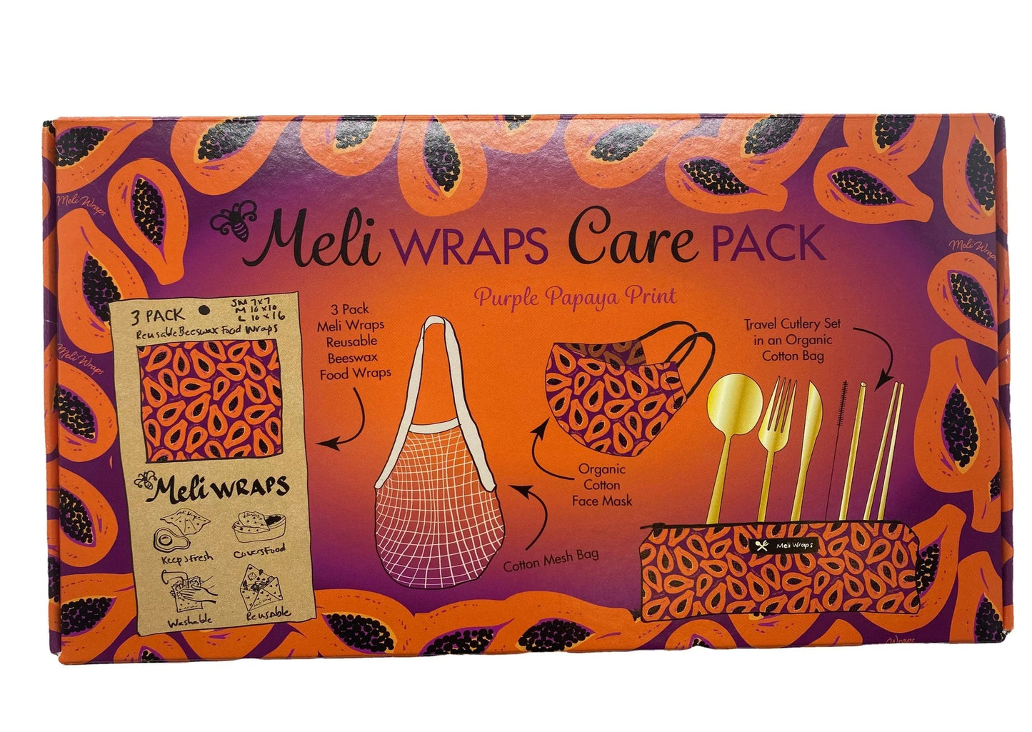 Meli Wraps Care Collection~Purple Papaya Print case of 4 - Tree Spirit Wellness