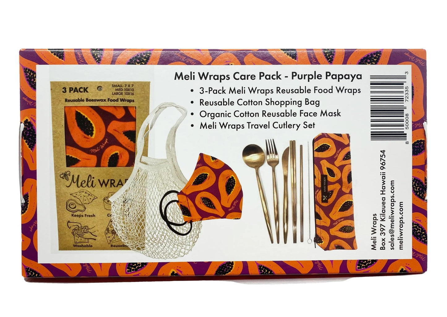 Meli Wraps Care Collection~Purple Papaya Print case of 4 - Tree Spirit Wellness