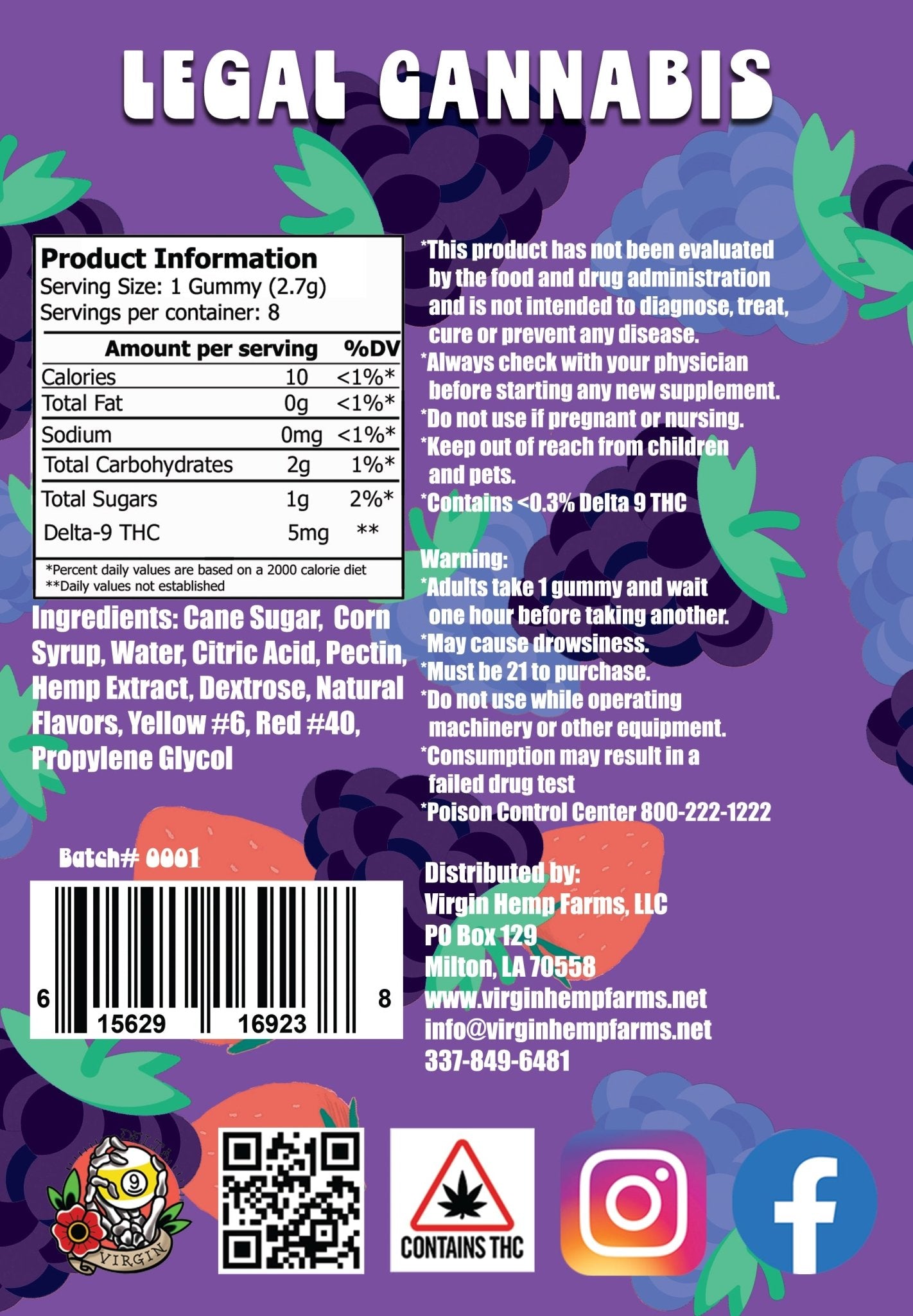 Mixed Berry 5mg D9 8 count (Box of 10) - Tree Spirit Wellness