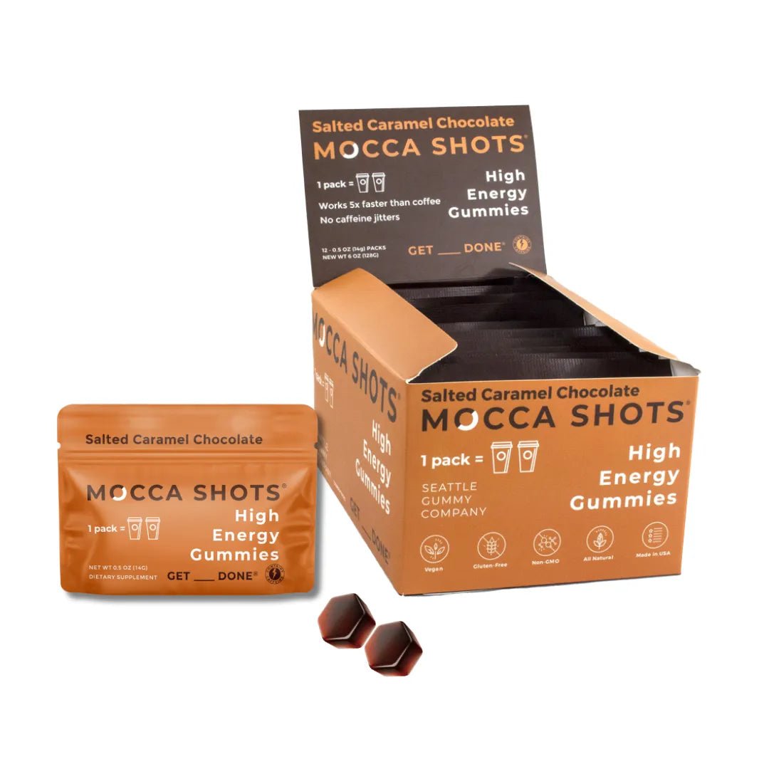 Mocca Shots High Energy Gummies with Caffeine Dark Chocolate Orange (12 - Pack) - Tree Spirit Wellness