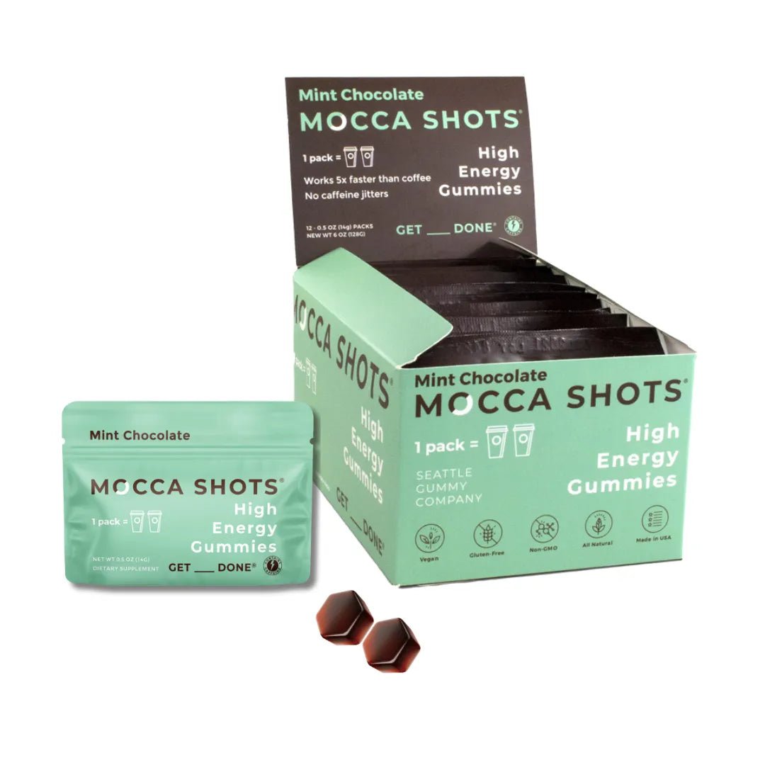 Mocca Shots High Energy Gummies with Caffeine Mint Chocolate (12Pack) - Tree Spirit Wellness
