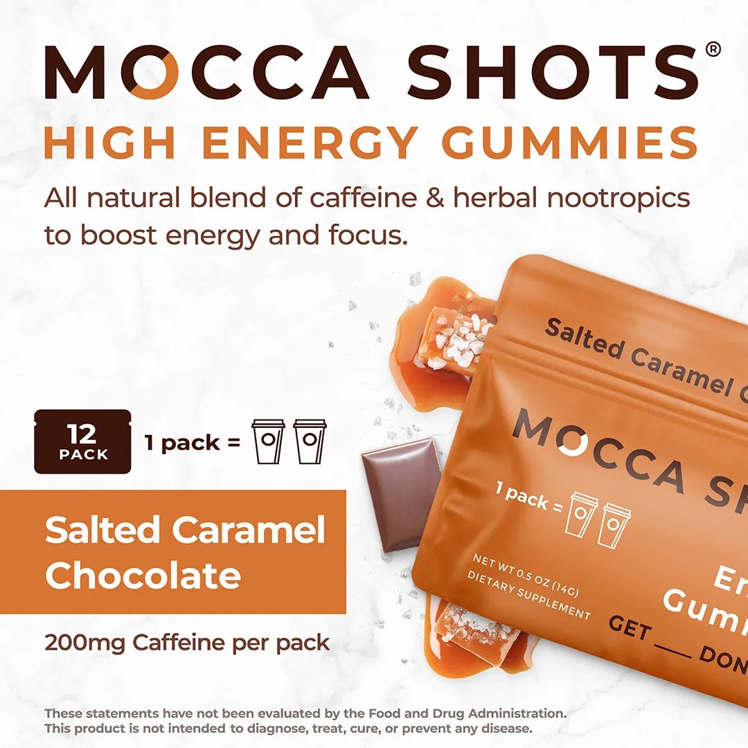 Mocca Shots High Energy Gummies with Caffeine Salted Caramel (12 - Pack) - Tree Spirit Wellness