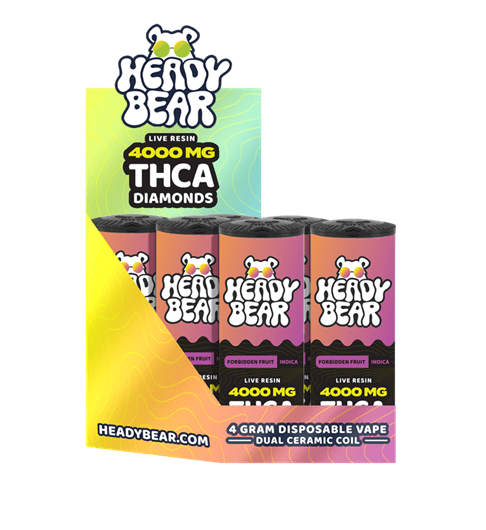 New! Heady Bear - THCA Diamonds - Forbidden Fruit Vape (Indica) 6pcs - Tree Spirit Wellness