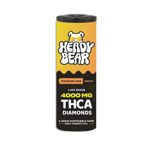 New! Heady Bear - THCA Diamonds - Icecream Cake Vape (Indica) 6pcs - Tree Spirit Wellness