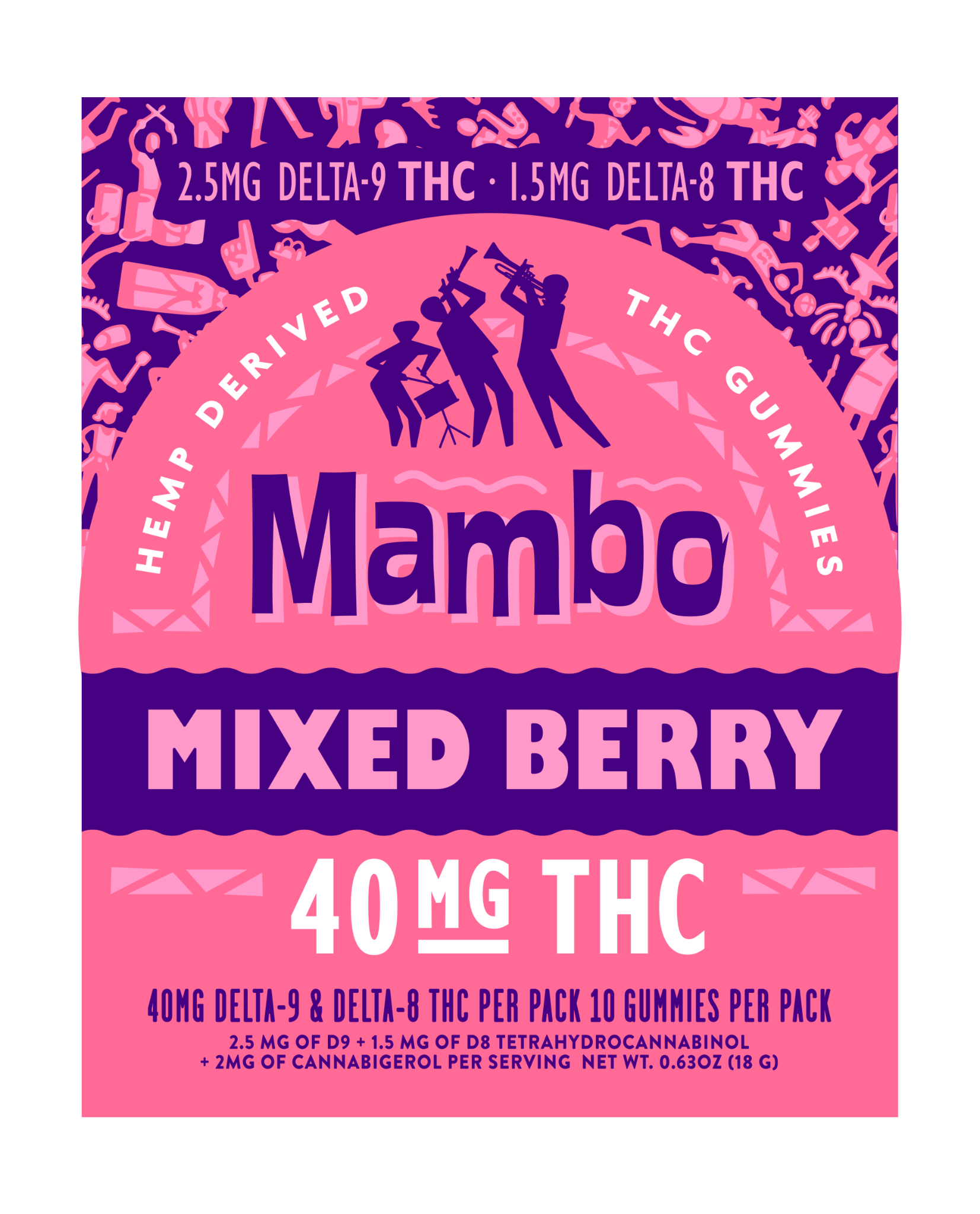 NEW! Mambo Mixed Berry D9/D8 ~40mg Box of 10 - Tree Spirit Wellness