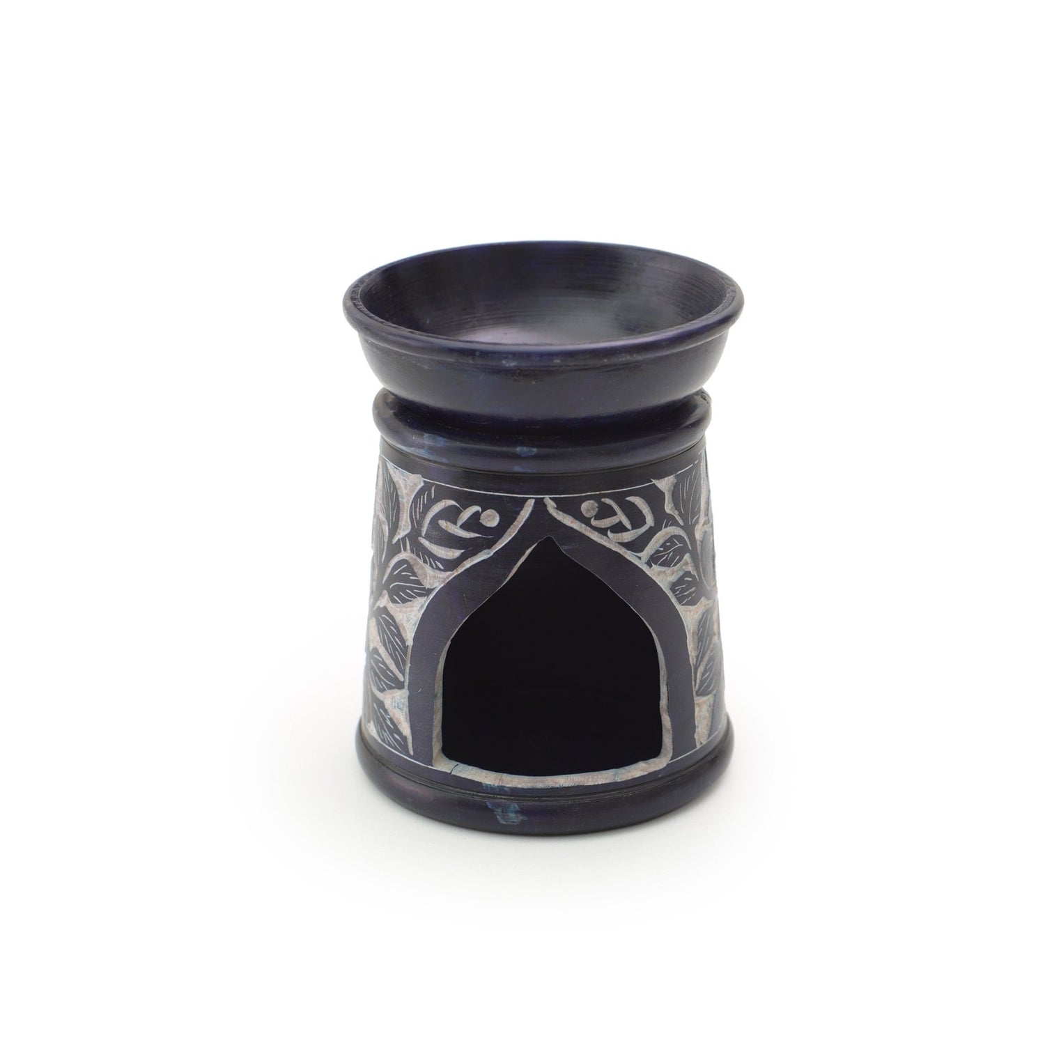 Oil Diffuser - Blue Soapstone Oil Burner Blue Rose 4.5" - Tree Spirit Wellness