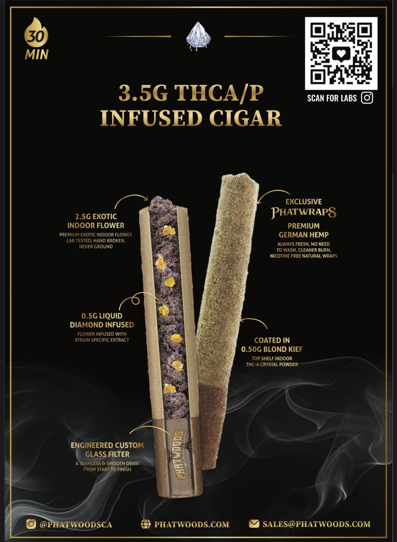 Phatwoods THCA Pre - Rolled Blunt 3.5g Hybrid - 20pk - Tree Spirit Wellness