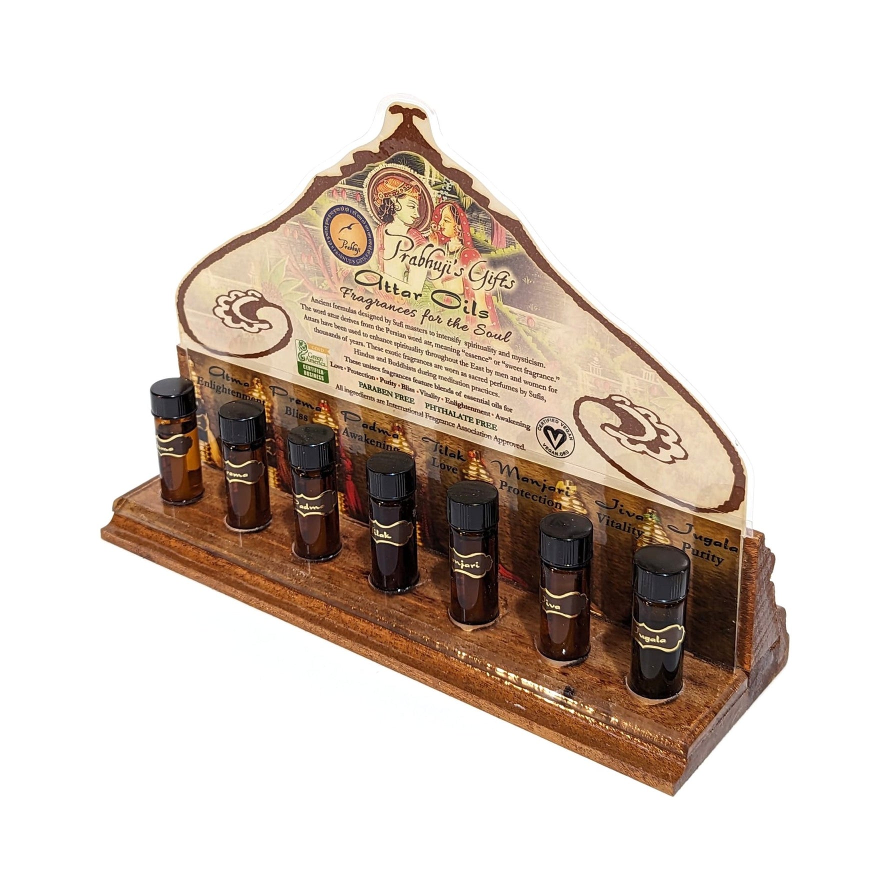 Prabhuji Display Rack - Attar Oils Tester and 28 Tassel Bottles - Tree Spirit Wellness