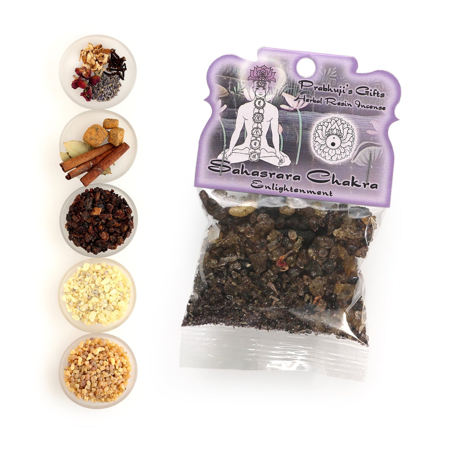 Prabhuji Resin Incense Crown Chakra Sahasrara - Enlightenment - 1.2oz bag