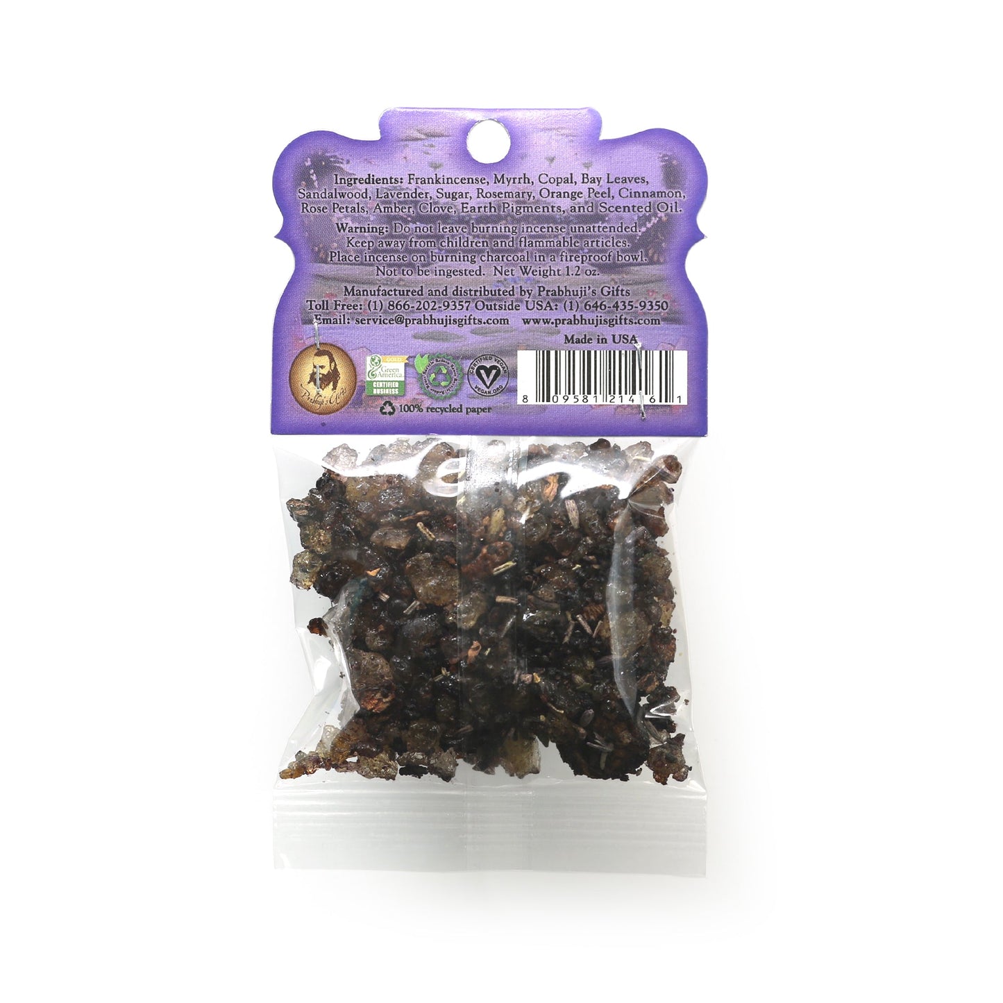 Prabhuji Resin Incense Shanti - Peaceful Home - 1.2oz bag