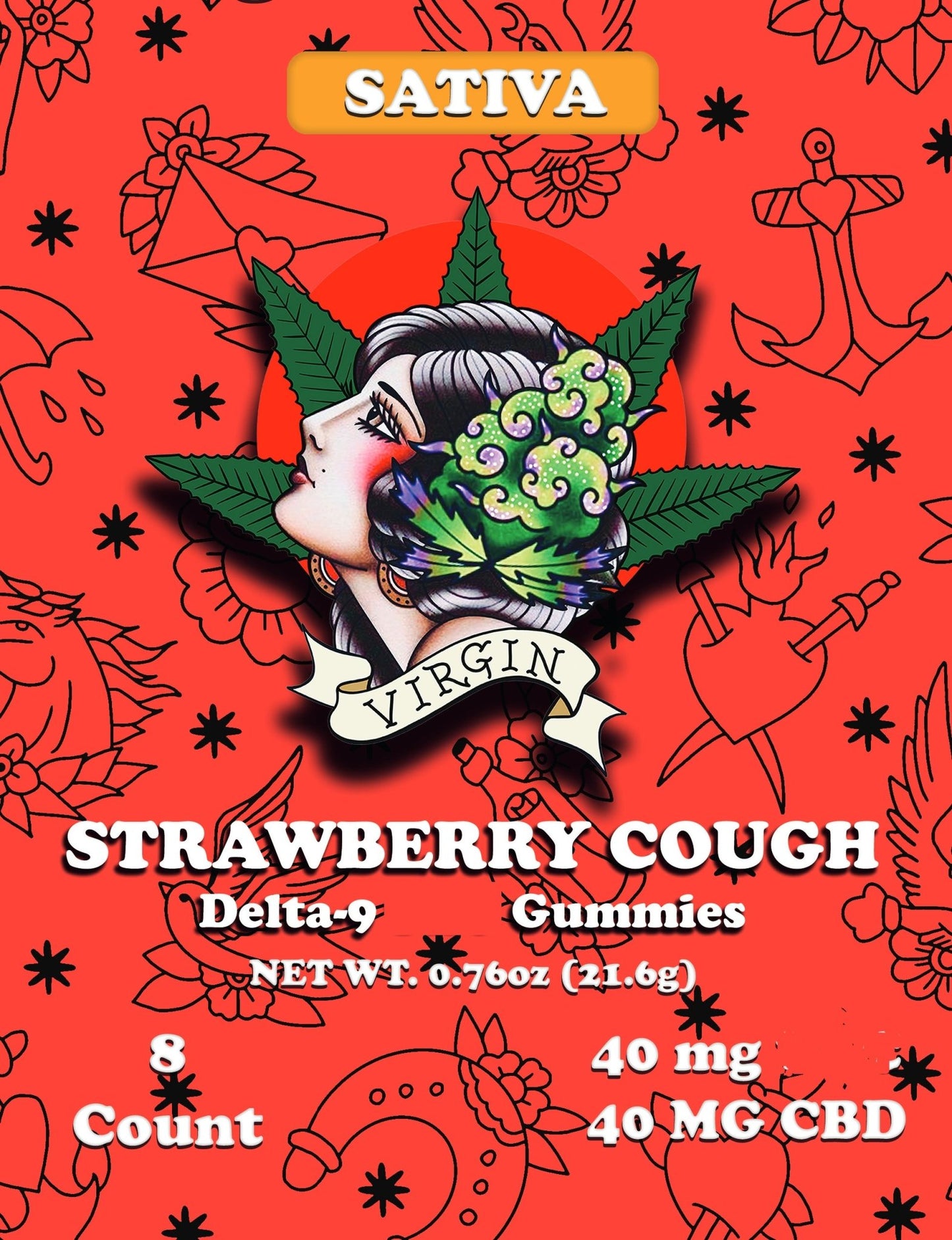 Strawberry Cough 5mg D9/CBD 8 ct. Sativa (Box of 10) - Tree Spirit Wellness