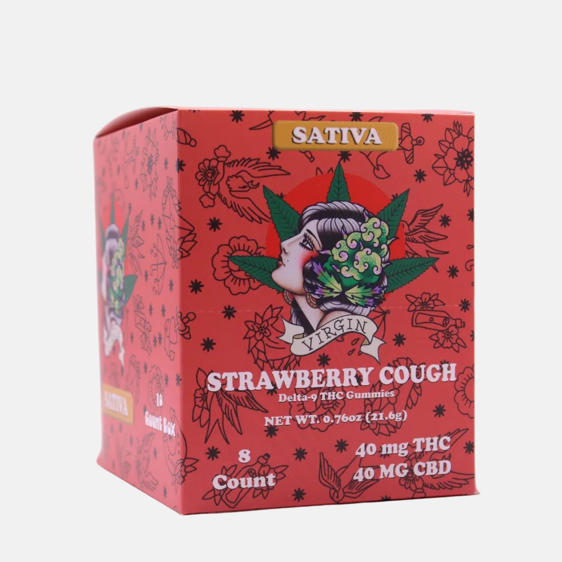 Strawberry Cough 5mg D9/CBD 8 ct. Sativa (Box of 10) - Tree Spirit Wellness