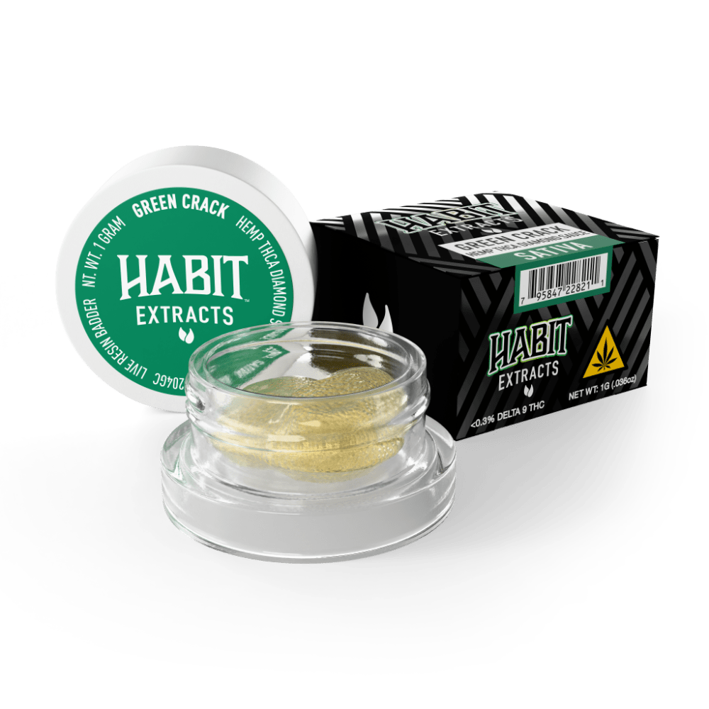 THCA Diamond Sauce Concentrate 1g Green Crack (Sativa) 10pk display case - Tree Spirit Wellness