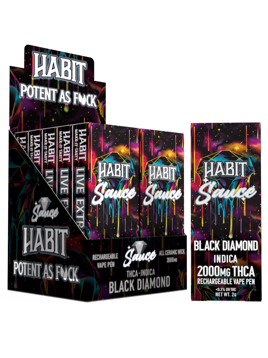 THCA Disposable Rechargeable Vape - Black Diamond 2g (Indica) 10pk - Tree Spirit Wellness