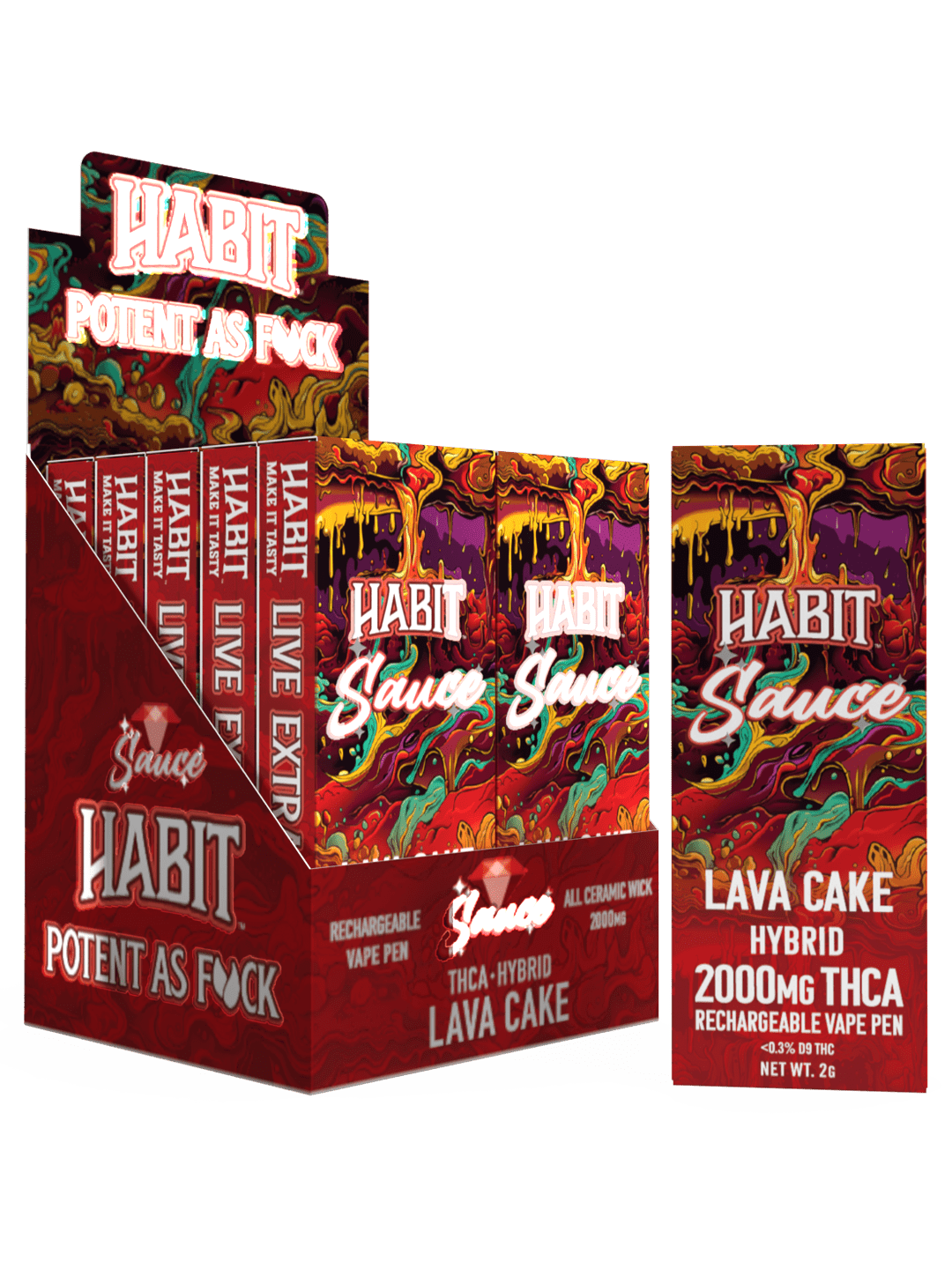 THCA Disposable Rechargeable Vape - Lava Cake 2g (Hybrid) 10pk - Tree Spirit Wellness
