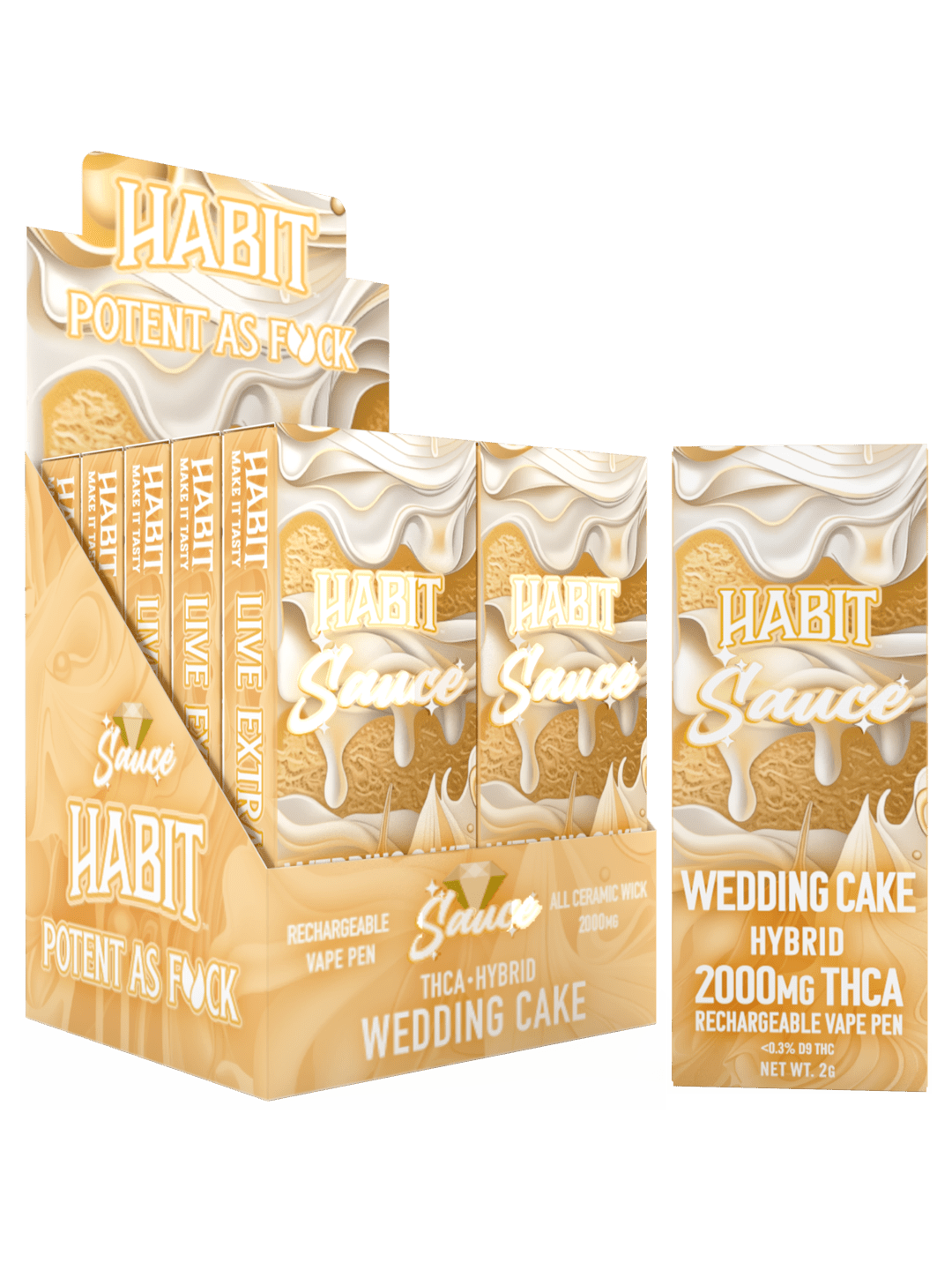 THCA Disposable Rechargeable Vape - Wedding Cake 2g (Hybrid) 10pk - Tree Spirit Wellness