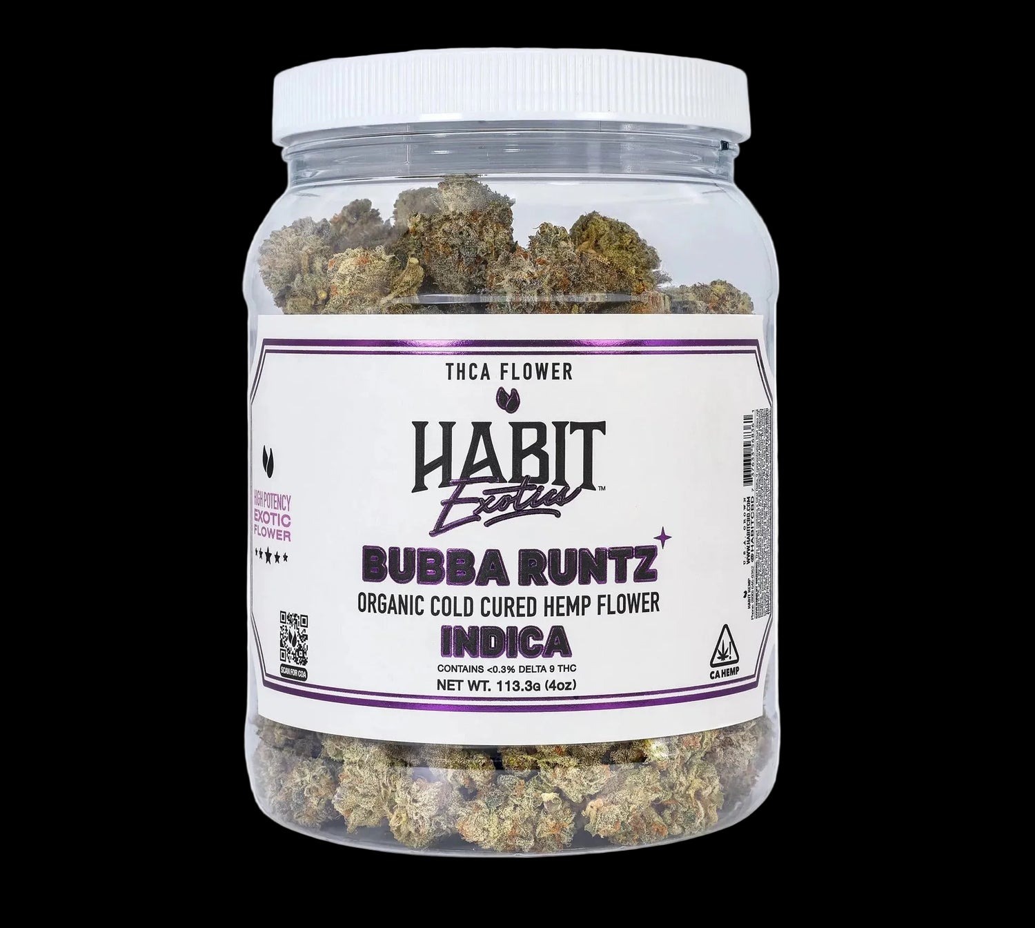 THCA Exotics Flower Jar Bubba Runtz 4oz (Indica) - BULK - Tree Spirit Wellness