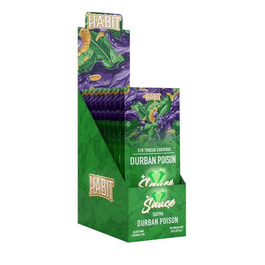 THCA Live Resin 510 Cartridge – Durban Poison 1g (Sativa) - 10 Pack - Tree Spirit Wellness