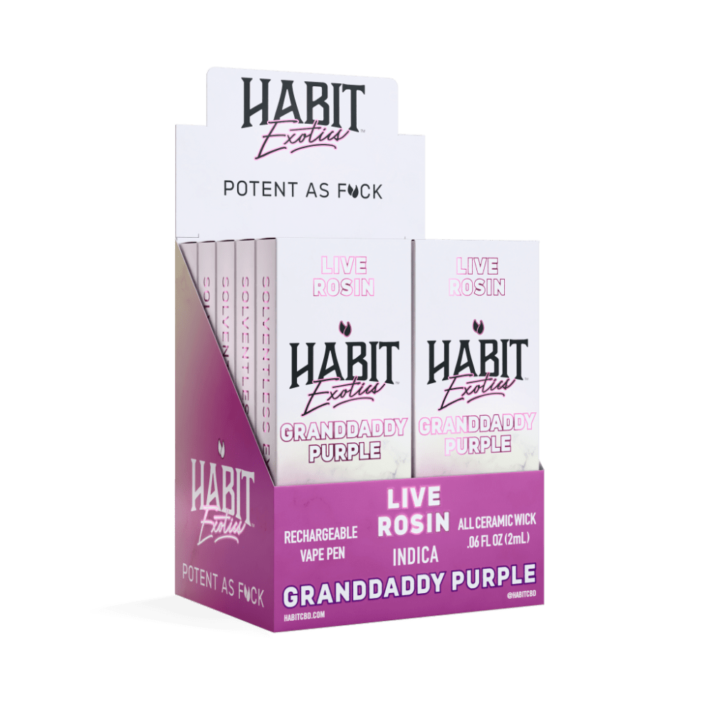 THCA Live Rosin Rechargeable Vape - Granddaddy Purple 2g (Indica) - 10 Pack - Tree Spirit Wellness