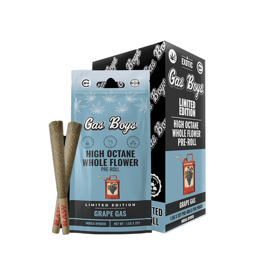 THCA Whole Flower PRE - ROLL Grape Gas Display Box - Indica Hybrid (10ct pouches) (Limited Edition) - Tree Spirit Wellness