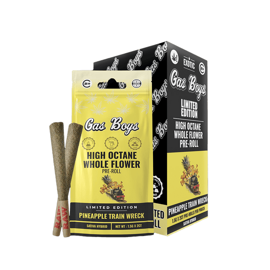 THCA Whole Flower PRE - ROLL Pineapple Train Wreck Display Box - Sativa Hybrid (10ct pouches) (Limited Edition) - Tree Spirit Wellness