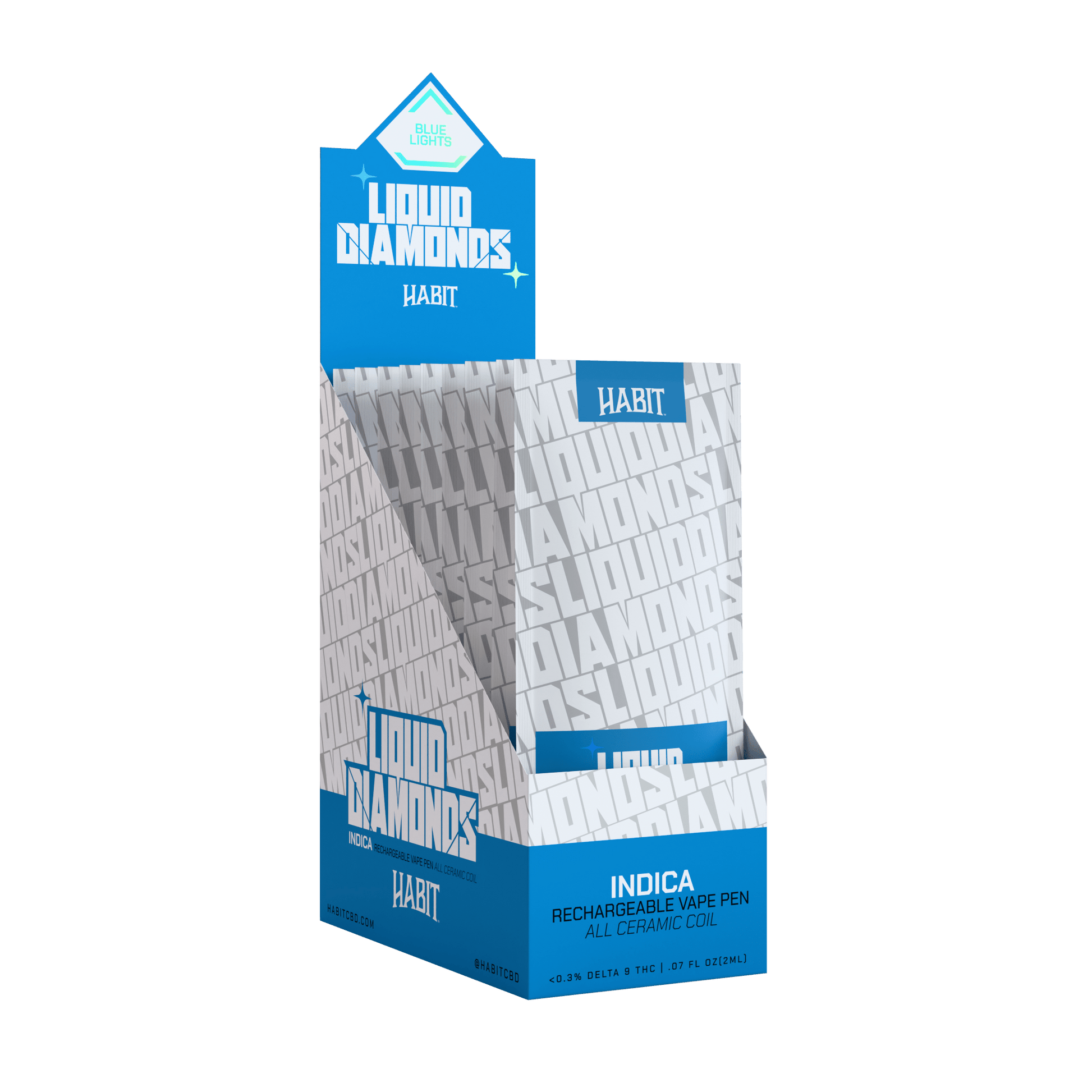 THCP Liquid Diamonds - Blue Lights 2g Rechargeable Vape (Indica) - 10 Pack - Tree Spirit Wellness