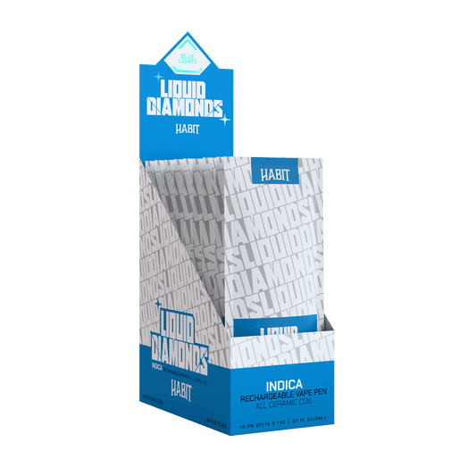 THCP Liquid Diamonds - Blue Lights 2g Rechargeable Vape (Indica) - 10 Pack - Tree Spirit Wellness