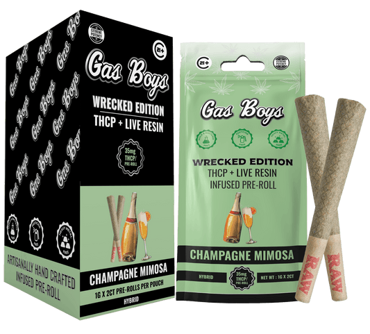 THCP LIVE RESIN INFUSED PRE - ROLL Champagne Mimosa Display Box - Hybrid (10ct pouches) - Tree Spirit Wellness