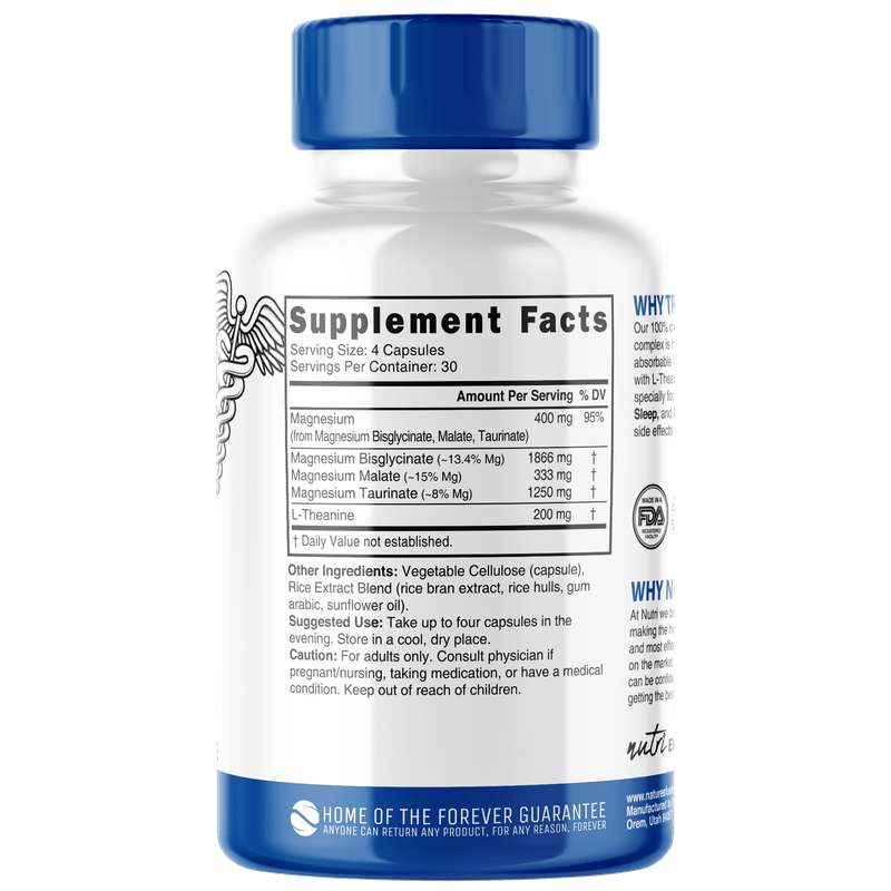 Triple Magnesium with L - Theanine 400/200 mg 120ct - Tree Spirit Wellness