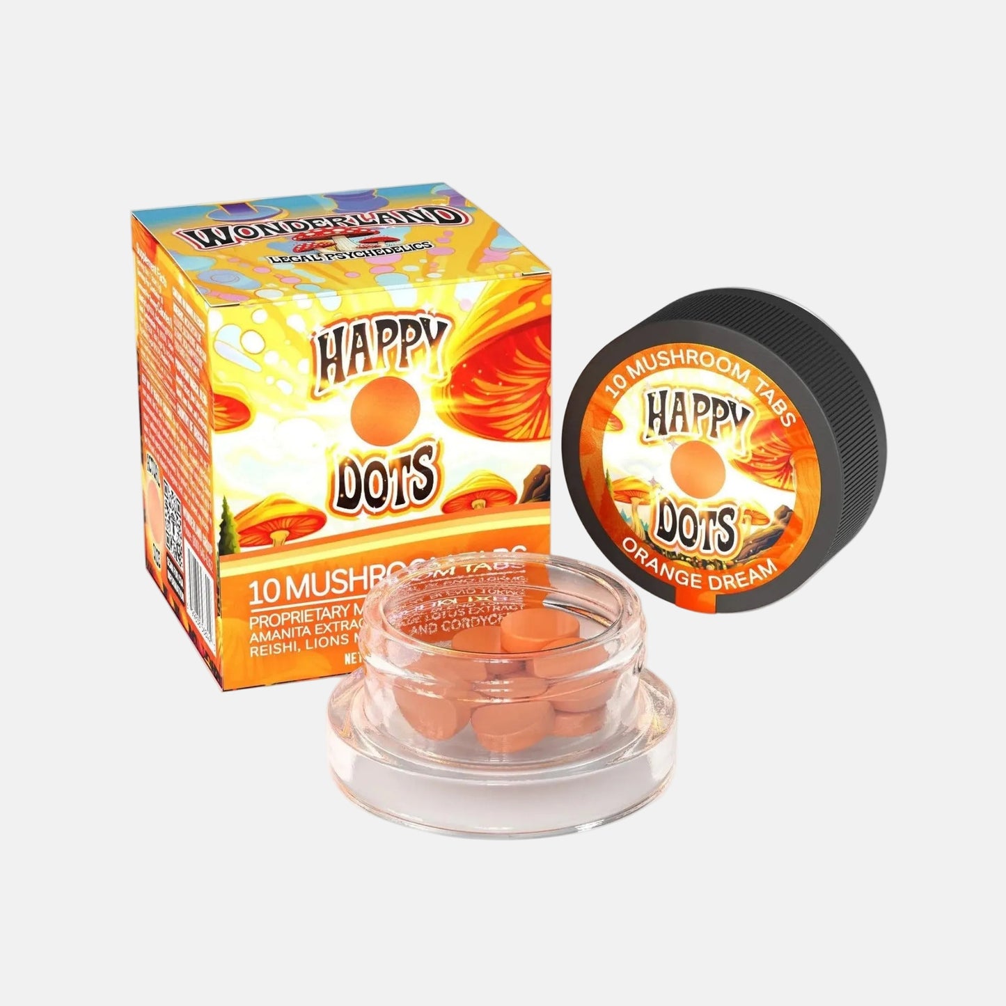 Wonderland Happy Dots Mushroom Tabs 10 count (Case of 10) - Tree Spirit Wellness