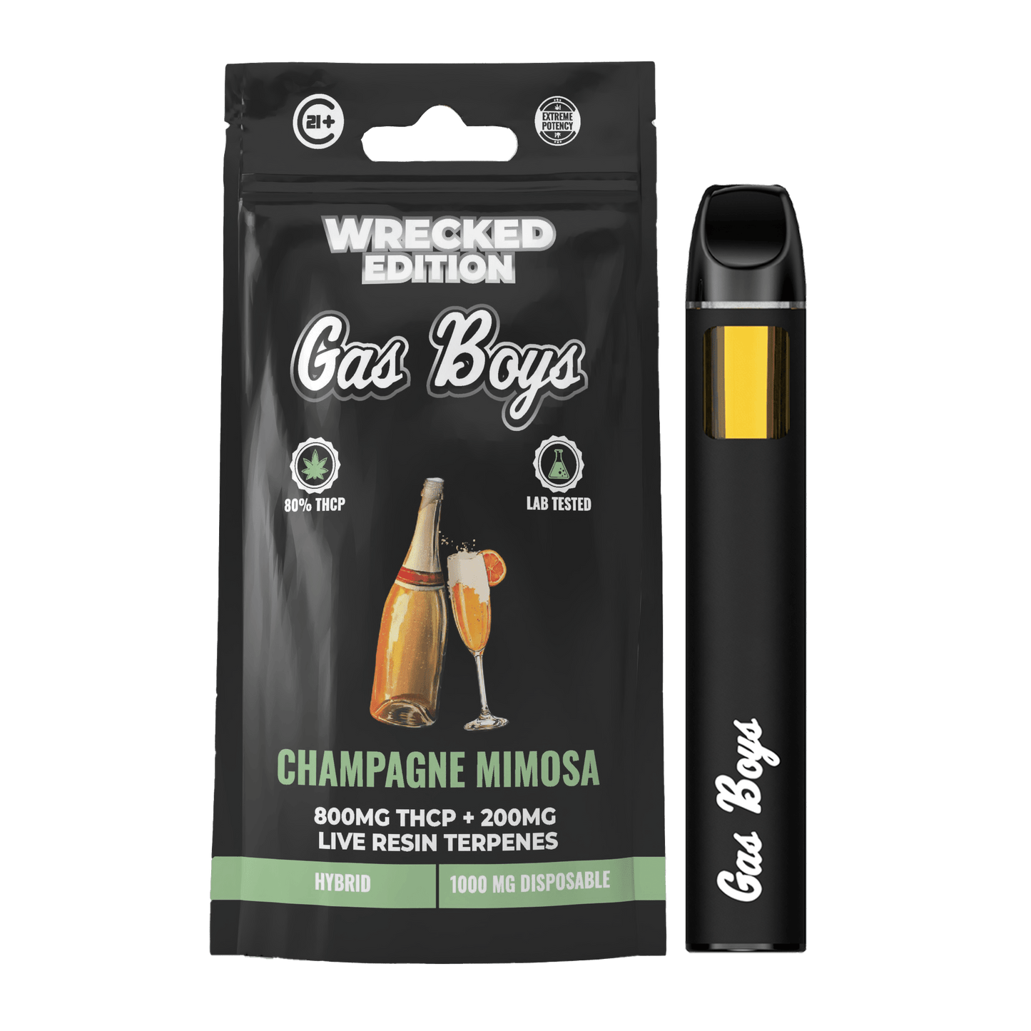 WRECKED THCP 1G DISPOSABLE VAPE - Champagne Mimosa - Hybrid (10ct) - Tree Spirit Wellness